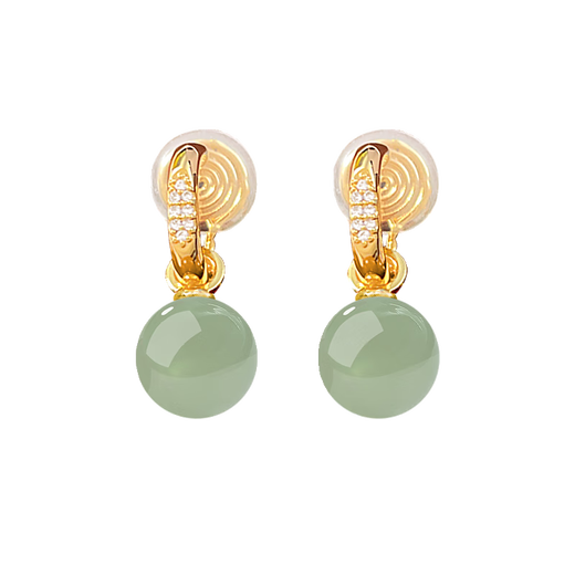 QPQK Hotan Jade Ear Clip for Women 2025 New Hot Style Earrings No Piercing Painless Gold and Jade Earrings Temperament and High-end Sense Gold Sapphire Ear Clip 10mm High-end Gift Box
