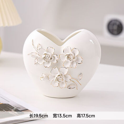 
Creative European-style ceramic vase ornaments TV cabinet living room dining table accessories hydroponic flower appliance wedding gift 14072 ivory white narrow mouth single flower vase