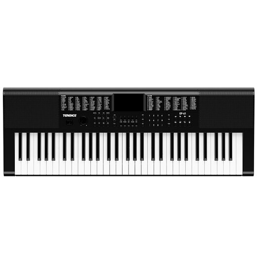 Terence electronic keyboard for adults and children with 61 keys, multifunctional portable musical instrument for beginners, holiday gift, classic black + Z-shaped piano stand + luxury gift bag