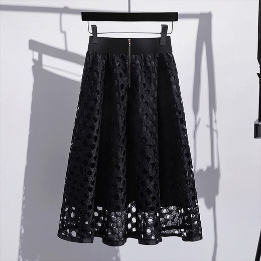 Silk Cypress Hollow Falda 2025 Fashion Autumn Femenina Hot Femenina Corea Corea alta falda delgada de largo largo