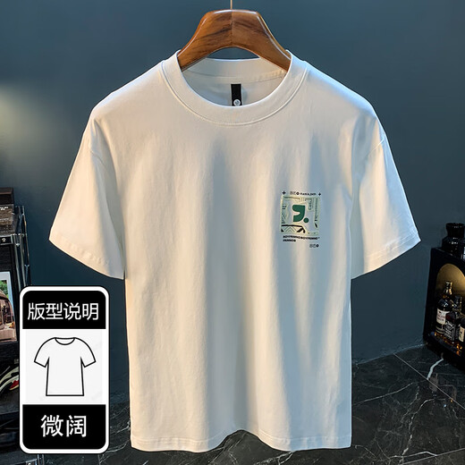 谦集（QIANJI） 夏季ins潮牌T恤男宽松薄款印花刺绣休闲体恤百搭凉感圆领半袖上 黑色 【ZJ1098】 M 适合95-110斤穿