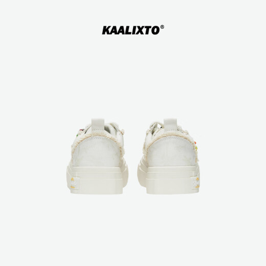 Kaalixto Star Shoes Original National Trend Design Niche Trend New Light-changing White Coconut Sports Canvas Shoes Men and Women White 35