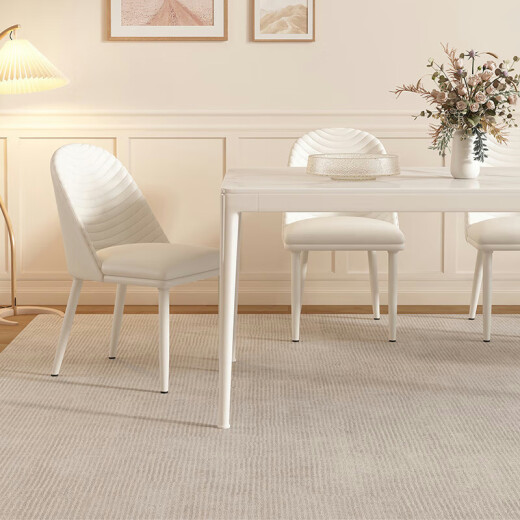 Pashaman (pashaman) rock slab dining table and chair combination Nordic cream white glossal stone slab small living room dining chair 4 pictures 1043Y