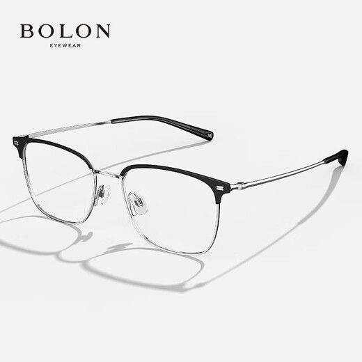 Bolon Tyrannosaurus-Brille Wang Hedi Das gleiche 25-jährige neue Produkt Myopia Gläsers Rahmen Titanium Augenbrauenrahmen kann mit BA7009 B15 Mattschwarz Silber/Halbgloss mattes schwarzes Einzelrahmen abgestimmt werden