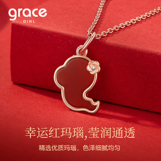 Grace Girl Real Diamond Cute Snake Necklace Female Zodiac Year Clavicle Chain Zodiac Pendant Chinese Valentine's Day Birthday Gift for Girlfriend