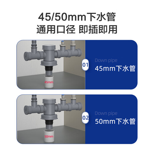 Jomoo Küchenkanalrohr Rohr Tee Frontfilter Drainage Rohr Waschbecken Spülmaschine Wasserreiniger Multifunktionaler Anschluss Küche Integrierter Entwässerungsanschluss 9b691