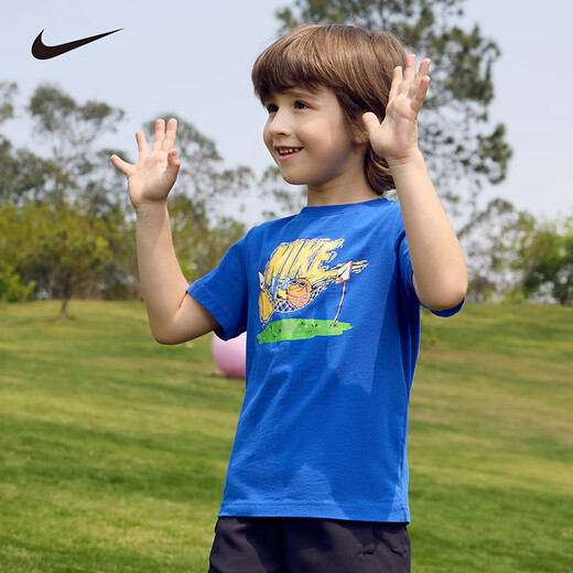 NIKE Nike children's clothing boys' pure cotton comfortable short-sleeved T-shirt 2024 summer new children's short T-shirt
