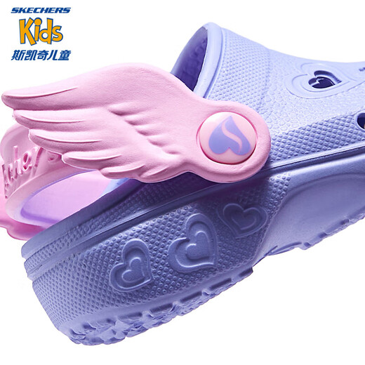 SKECHERS斯凯奇商场同款2024夏季新款洞洞鞋舒适防滑女小童凉鞋308360N 薰衣草色/粉红色/LVPK 26