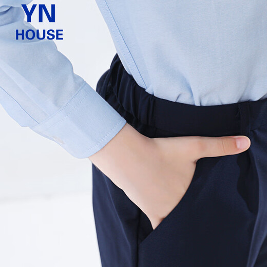 Yinuofang children's shirt long-sleeved blue boys and girls shirt suit shirt blue size 150