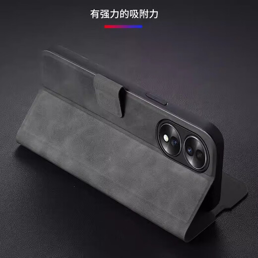 Xinjiang Science and Technology eignet sich für Ehren 90 Mobilfunkkoffer mit vollem Inclusive-Flip Leder-Hülle Re-an00 Schafbar Haut Anti-Fall-Fall-Schutzhülle für Business High-End Light Luxury Tragbare Bracket für kartenfähige Männer Honor 90 [Graphite Gray] Full-inclusive Flip Leder Case [mit Lanyard]