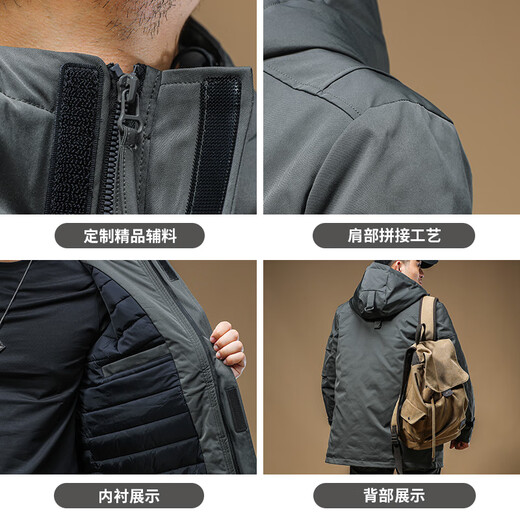 Ji Yan Men's Brand Chaqueta de algodón de alta gama para Winter Warmth, chaqueta de algodón de longitud media para chaqueta con capucha a prueba de viento para la moda de la moda de los hombres Trendy Green 3xl