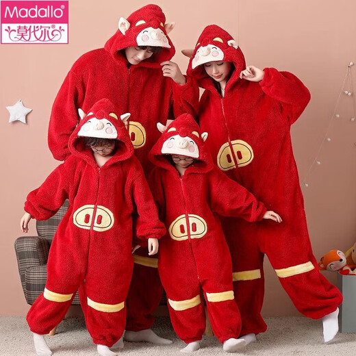 
Modal thickened parent-child one-piece pajamas for family three-person coral velvet autumn and winter children's flannel anti-kick quilt sleeping bag velvet - one-piece zipper - YPF3893 pocket wood M size [high 160C weight 95 Jin [Jin equals 0.5 kg]]