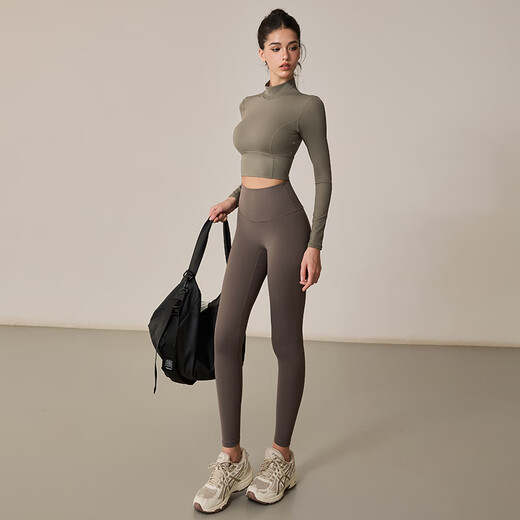 LULUUVTTOH autumn and winter velvet sports trousers for women, thickened and warm outdoor fitness pants, Pilates training, fitness slimming yoga pants, tea brown S (recommended 80-100Jin Jin equals 0.5 kg)