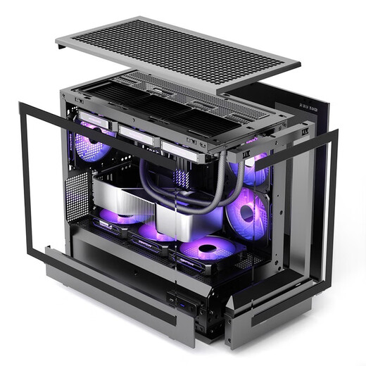 爱国者星璨岚海景房机箱电脑台式机电竞游戏支持360水冷鱼缸纯白色无立柱MATX全侧透 星璨岚 黑