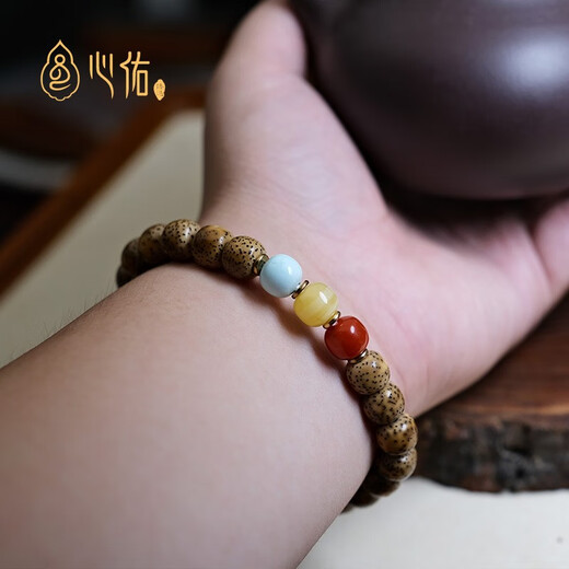 Xinyou beeswax Nanhong turquoise old style barrel beads top beads waist beads traffic light with beads star moon Bodhi text bracelet accessories traffic light 11mm (beeswax + Nanhong + Meiling mine)