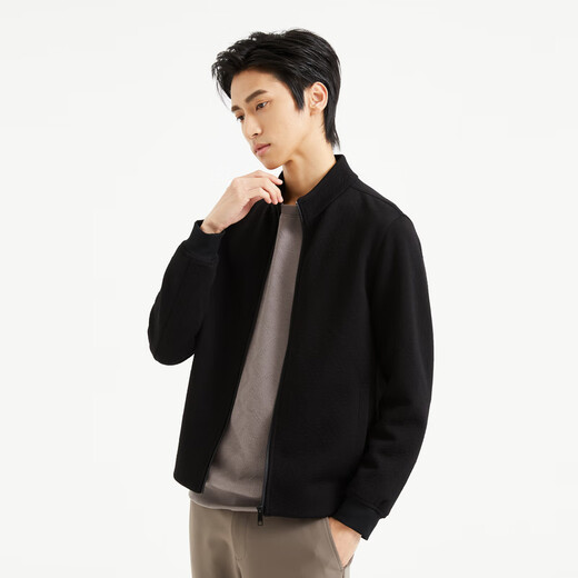 Lilang Fashion Fashion Men's Clothing [Jacquard estampado] Jacket de chaqueta para hombres Collar Collar Commuter a prueba de viento Q4QJK005 Negro L (170)