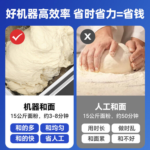 扬子和面机商用全自动拌面机5公斤15公斤25公斤揉面机新型不锈钢揉多功能包子馒头打面机活面粉搅拌机 加厚15公斤-201款-1500W加强电机