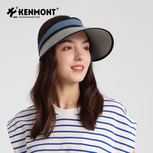 卡蒙（Kenmont）春夏可折叠空顶蛋卷帽女沙滩出游轻量化防紫外线防晒草帽km-6061