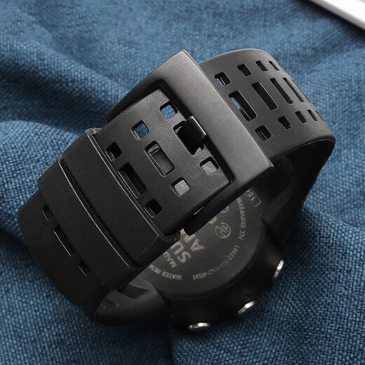 JD Logistics Suitable for sports and outdoor silicone rubber watch strap SUUNTO AMBIT series 1/2/3 generation black black buckle 35mm