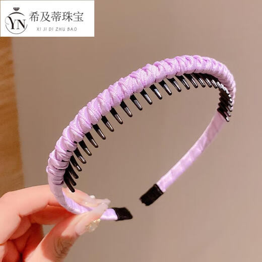 桐汝壁碎发简约带齿防滑发箍儿童布艺格纹头箍女孩发卡头饰女童发饰 6#黑色