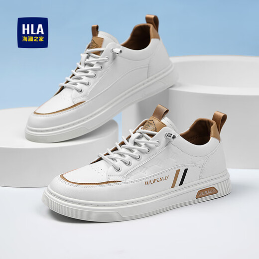 Heilan House Flat Shoes Men's Shoes 2025 New Autumn and Winter Velvet Thickening Versatile White Shoes Men's Slip-on Casual Shoes for Men White Brown 42