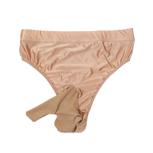 Yan Beiwei smooth thong men's sexy T-pants high waist thin see-through underwear Uncle special leather thong large size white L bag egg 90-120Jin Jin is equal to 0.5 kg