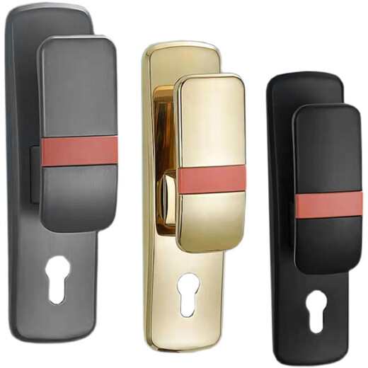 Huili custom silent door lock g luxury bedroom door lock universal solid wood door handle black gold straight sliding door XF02 black 35-50mm universal type with key