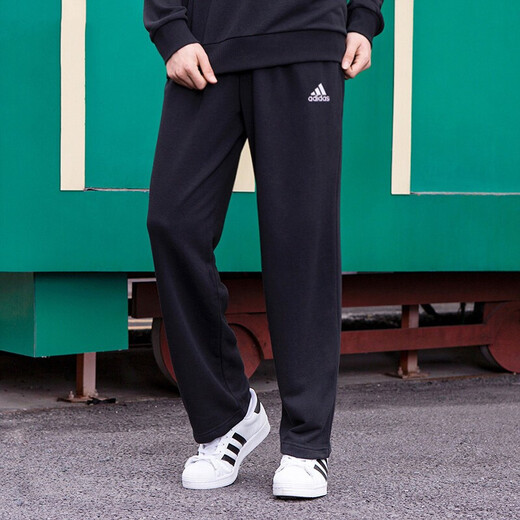 
adidas men's pants autumn new sports pants jogging pants comfortable breathable sweatpants casual knitted trousers GK9273/black/embroidery logo XL 185