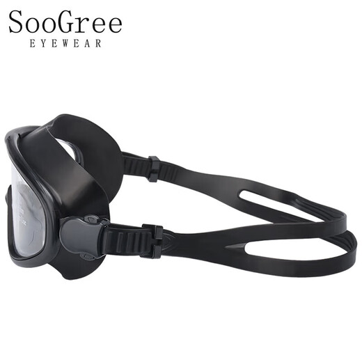SooGree professional high-definition anti-fog large-frame swimming goggles for adults and men, waterproof and comfortable all-in-one diving swimming goggles equipment, black swimming goggles