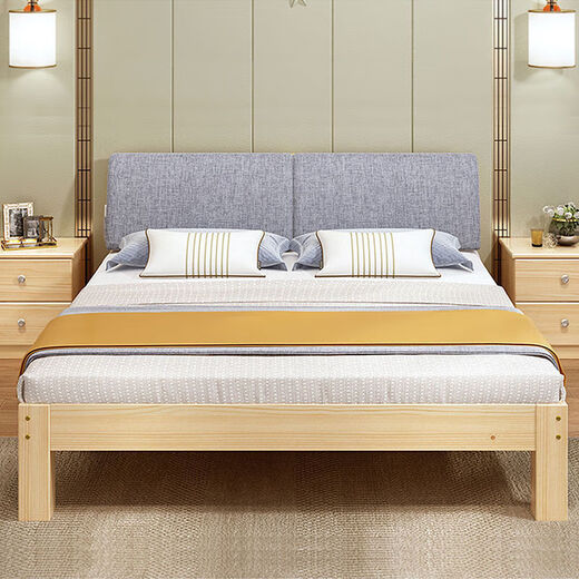 Single bed solid wood bed 1.2 meters 1.5 meters double bed frame rental house bedroom simple wooden hard board bed breathable solid wood bed - 30cm high width 1200mm * length 2000mm