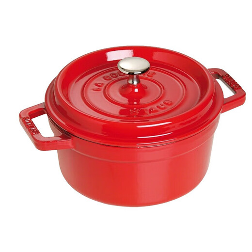 Staub-Küche Produkte aus Frankreich Emaille Gusseisen-Topf Doppelohrsuppe Cherry Red 24 cm 40509-835 importiert