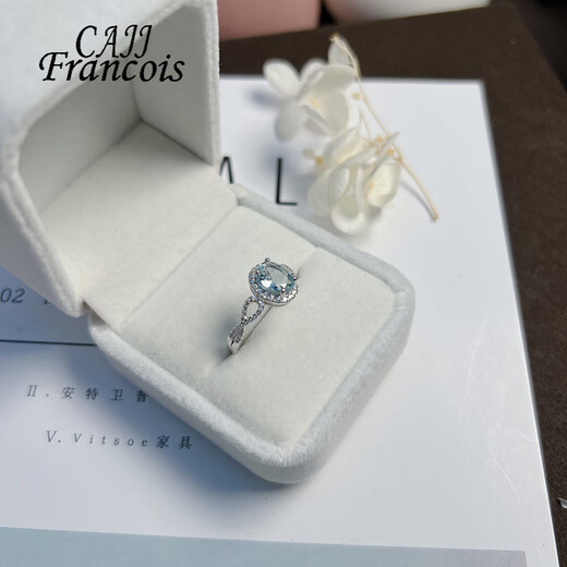 CAJJ Francois 1.2 carat aquamarine ring for women, jewelry gemstone 925 silver inlaid, natural colored gemstones, jewelry accessories, aquamarine ring size 12