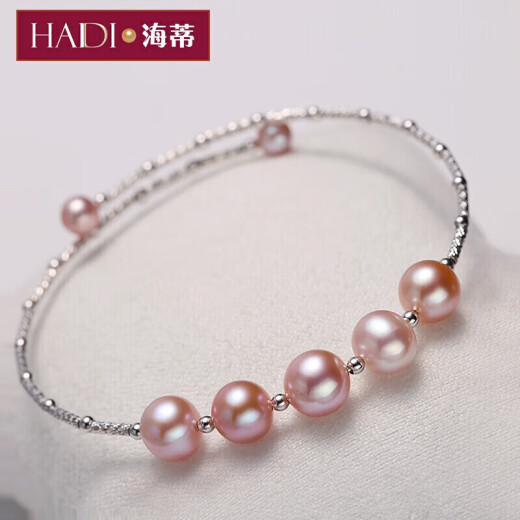 Heidi Heidi (haidi) bright freshwater pearl bracelet bracelet as a gift for mother, purple 7-8mm
