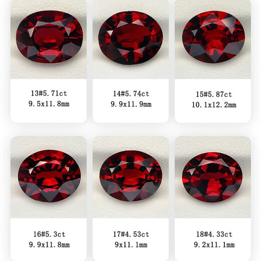 Blue Xianghe 3 Pigeon Blood Red Garnet Gemstone Ring Face Customized Inlaid with 18k Gold Men's and Women's Earrings Ring Pendant Bracelet 4.39 carats 20#