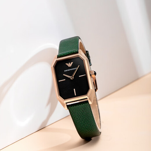 安普里奥·阿玛尼（Emporio Armani）阿玛尼手表女士复古小绿表方盘皮带欧美石英腕表生日礼物送女友 AR11149经典小绿表