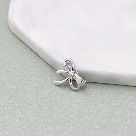 Gold fork 18K rose gold platinum gold bow pendant K gold plain gold women's pendant necklace pendant 18K rose gold 0.89g