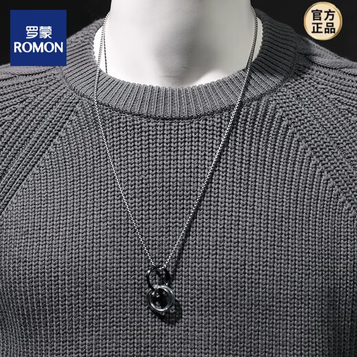 ROMON 2025 Autumn and Winter Round Neck Cotton Sweater Men's Autumn and Winter Warm Sweater Men's Thickened Winter Wool Clothes Retro Color M Recommended 110-120 Jin Jin equals 0.5 kg