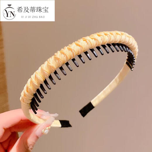 桐汝壁碎发简约带齿防滑发箍儿童布艺格纹头箍女孩发卡头饰女童发饰 6#黑色