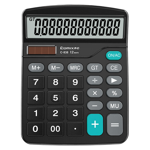 Qixin (COMIX) calculator solar dual power supply 12-bit office and finance special computer buttons large screen Shushi office and business computer adjust visual angle C-838 calculator