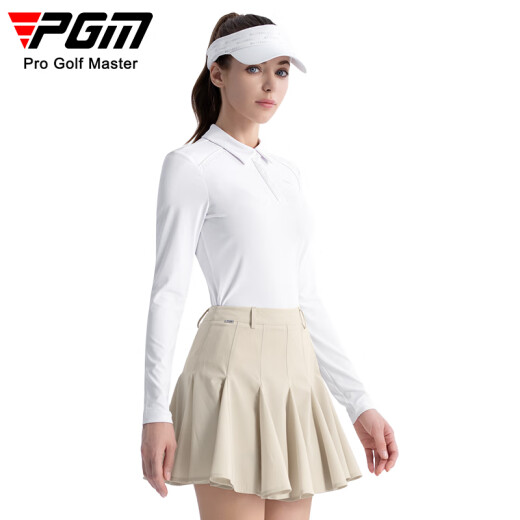 PGM高尔夫服装女装 夏季短裙A字荷叶裙 蓬蓬裙 灵动飘逸 带打底裤 YF718-白色【上衣】 S