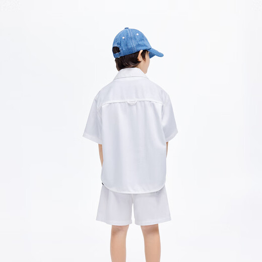 Little MO&Co. Children's clothing summer new style boys simple versatile short-sleeved shirt KBD2SHT001 denim white 110 110/56