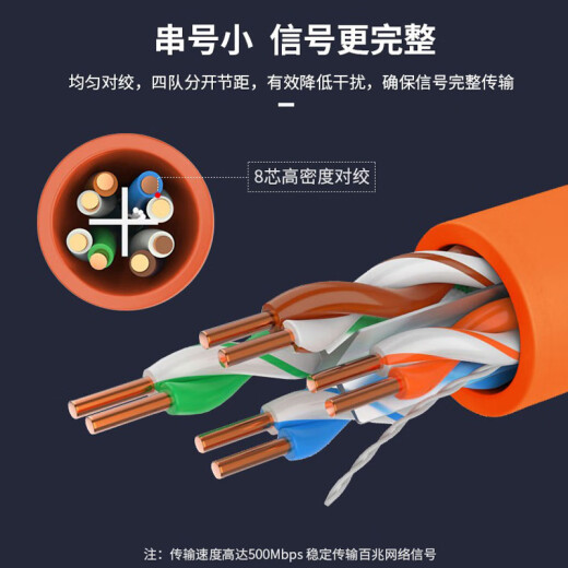 dahua超五类非屏蔽网线 监控网络双绞线 家用高速宽带线大华超五类网线DH-PFM9201-5EU 橙色超五类网线【0.5芯 】 100m【送20个水晶头】