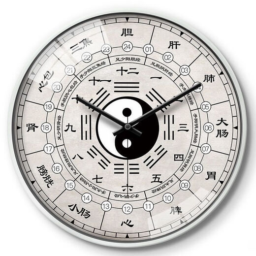 Ziwu Liuzhu Bagua Kreative Wanduhr Traditionelle chinesische Medizin Gesundheit Home Clock Schönheit Salon Spa Club Stille Wanduhr LQXBK677 Schwarzer Nadel schwarzer Rahmen 14 Zoll (Durchmesser 35 cm)
