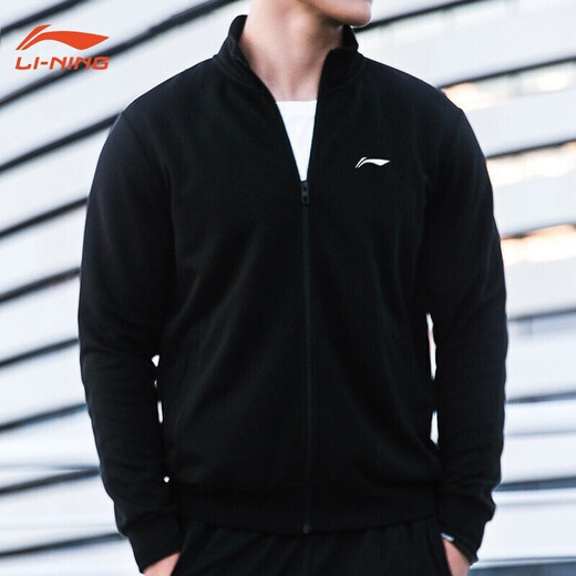 
Li Ning (LI-NING) jacket men's spring and autumn sweatshirt sports men's cardigan loose sports knitted top casual men's fitness casual clothing basic black (stand-up collar style) 2XL
