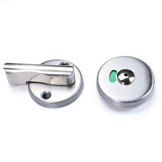 Hasdick Beijing Warehouse Distribution Public Bathroom Partition Accessories Stainless Steel Flat Stacking Door Lock Round Toilet Lock with Unattended Indicator Lock HKSY-44 Type A 201 Stainless Steel Flat Door Lock