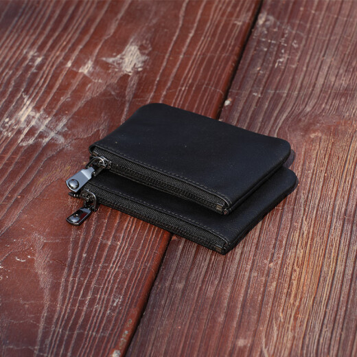 
Kangaroo zipper change key bag genuine leather men's short wallet mini coin handbag women's dark brown small size