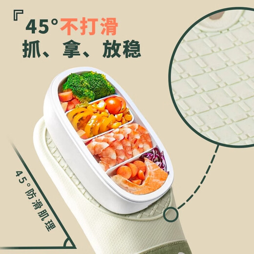 Mrs. Lee microwave oven insulation gloves kitchen food grade silicone oven baking thickened high temperature resistant anti-slip waterproof gloves five-finger short 1 piece pine cone green insulation gloves