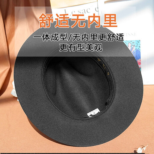 King of Hundred Hats stereotyped high-end fine pure wool woolen felt gentleman hat middle-aged and elderly hats British hats for men and women black 100% fine wool adjustable L (58-59)CM