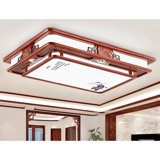 安俊晟中式灯具套餐吸顶灯客厅灯长方形餐厅卧室灯饰全屋实木仿古中国风 1号套餐-两室两厅-送阳台灯