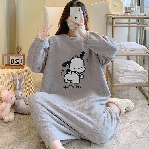 Стиль Виктории Big Star Velvet Nightgown для женской половины длины пижамы средней длины плюс бархат осень и зимняя свободная коралловая бархатная домашняя одежда LQE-723 L 165